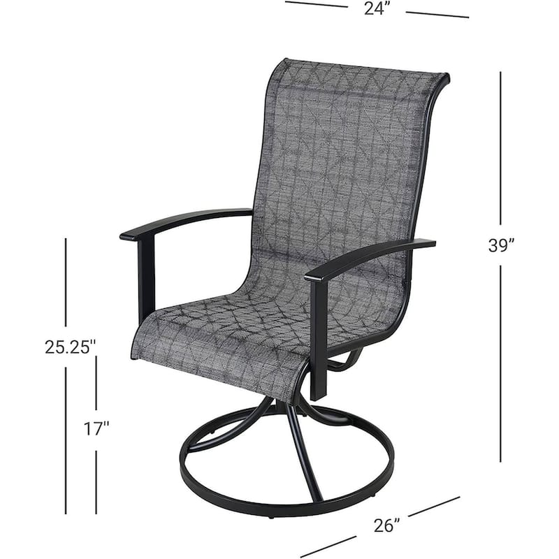 Patio Dining Metal Outdoor Rocking Chair for Lawn Garden Backyard Deck, Black & Grey Plaid(2 Pack) - N/A