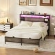 preview thumbnail 24 of 75, Bed Frame with Charging Station and RGB LED Lights, Sturdy Platform Bed with Storage Headboard,