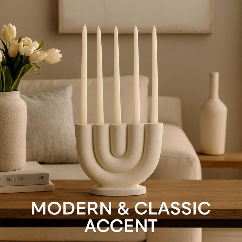 White Small Curved Candelabra for Skinny Candles Modern Home Accent