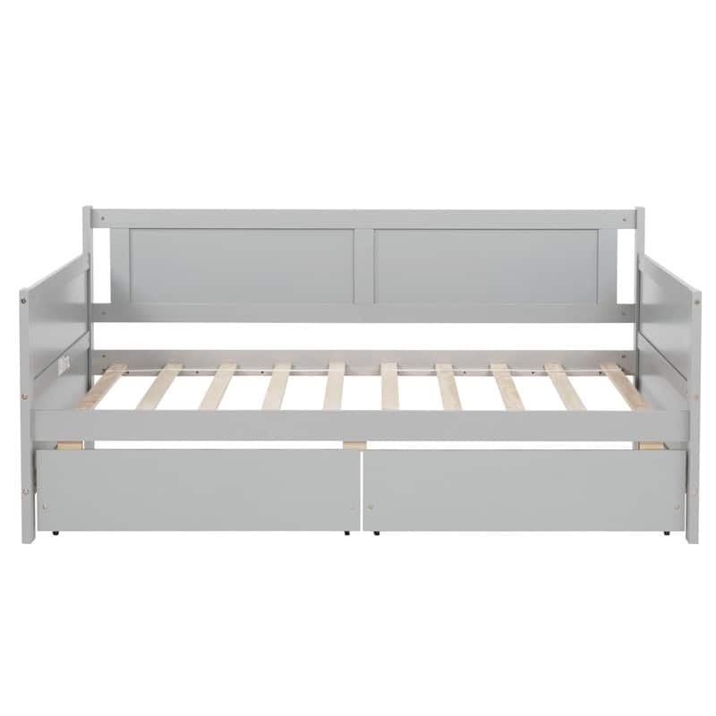 Twin Size Pine Wood Daybed with two Drawers