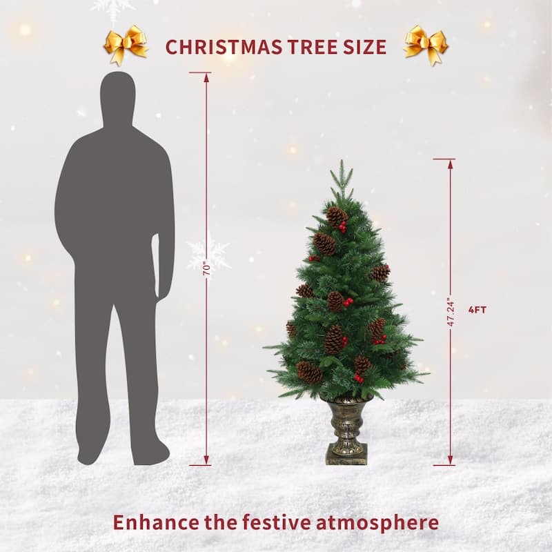 4FT Realistic-looking Compact Artificial Christmas Tree for Small Spaces