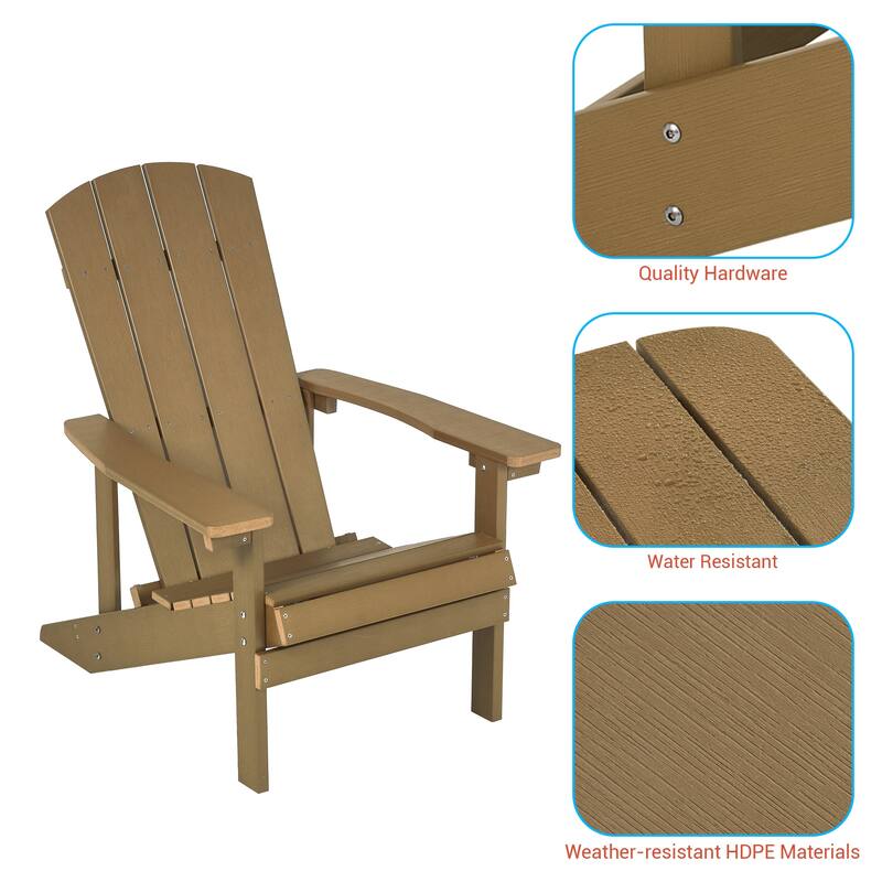 BONOSUKI Patio Adirondack Chair with Cupholder Weather Resistant Chair