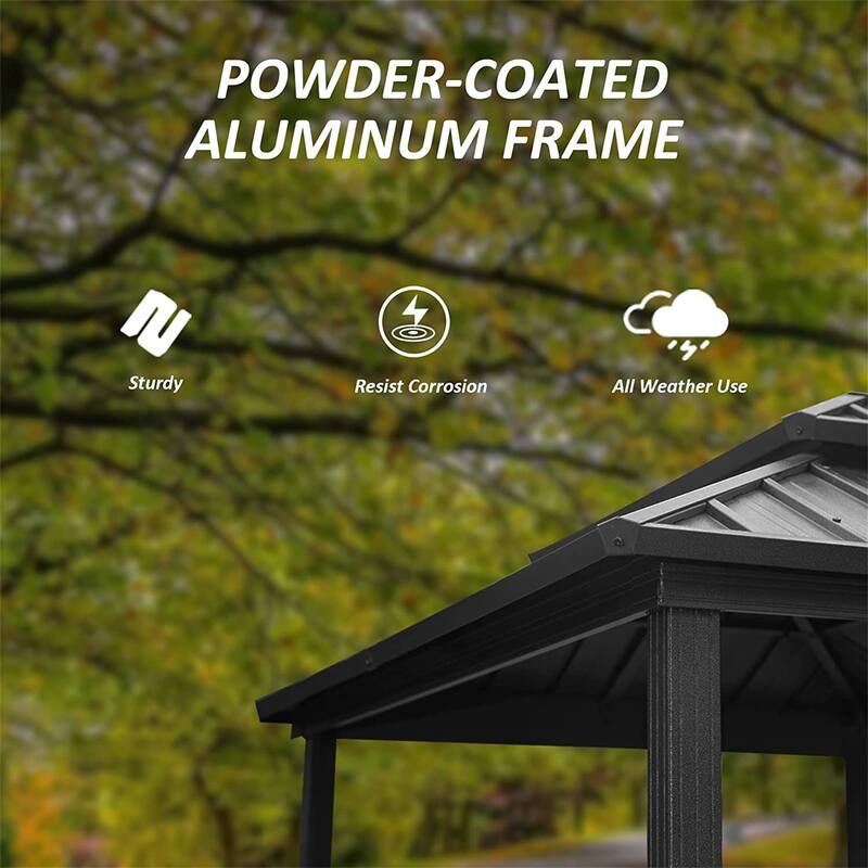 8' × 6' Aluminum BBQ Gazebo with Shelves and Double Roof for Outdoor Patio and Garden
