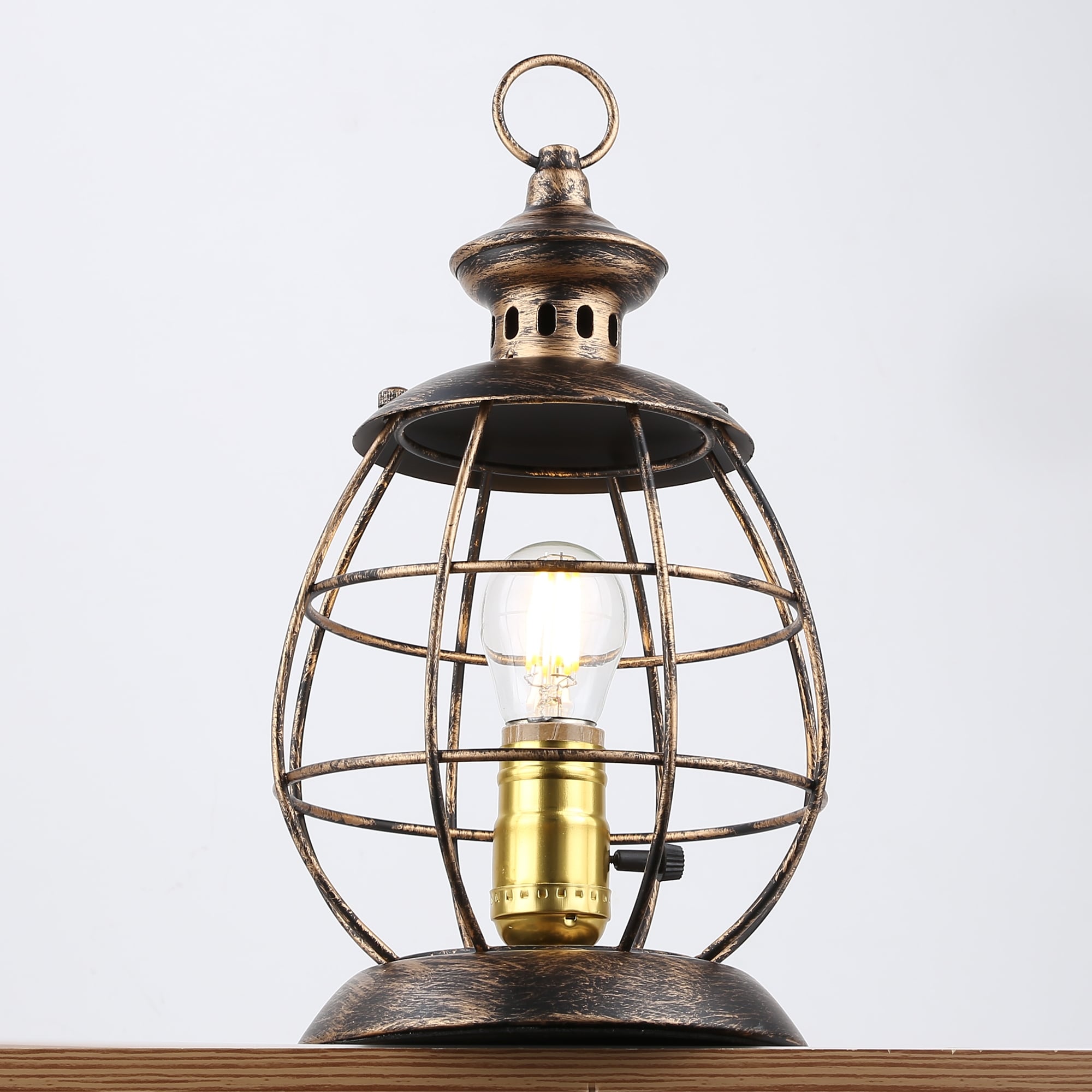 Antique Industrial Modern Electric Lantern Table Lamp for Bedroom