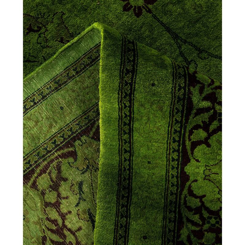 Overdyed One-of-a-Kind Hand-Knotted Area Rug - Green - 9' 4" x 12' 2"