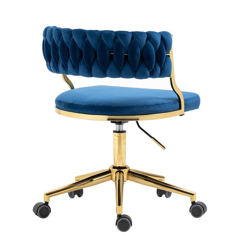 Velvet Home Desk Chair Office Swivel Chair with Wheels and Gold Base