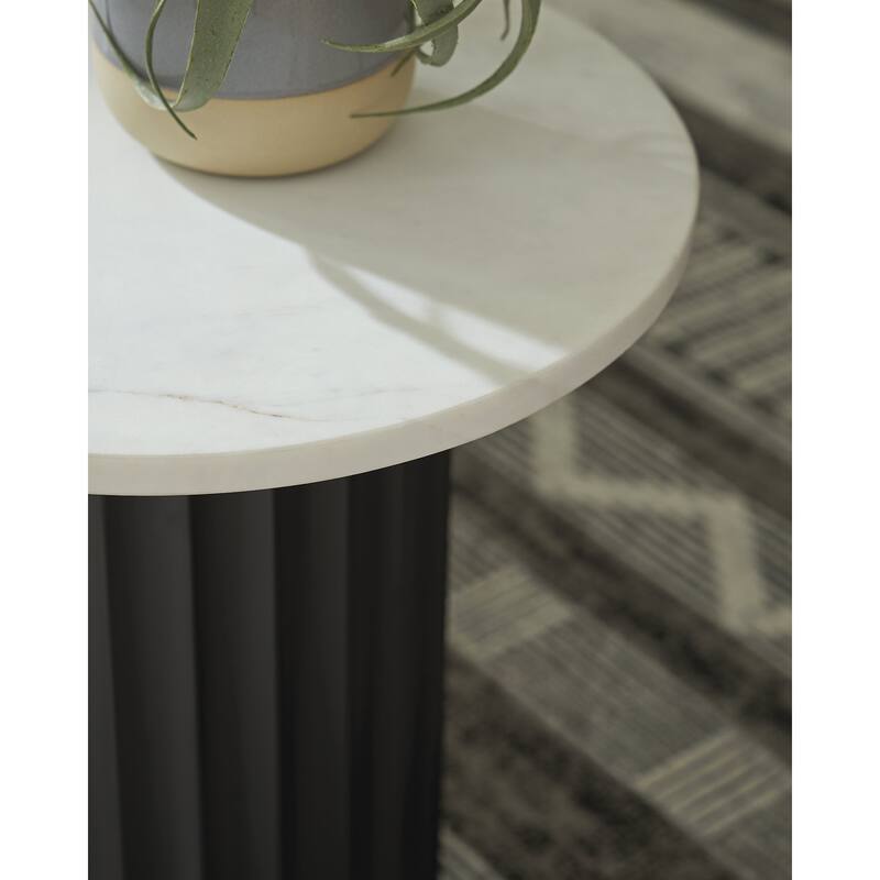 Signature Design by Ashley Wainstone Black/White Accent Table - 18.13" W x 18.13" D x 20.13" H