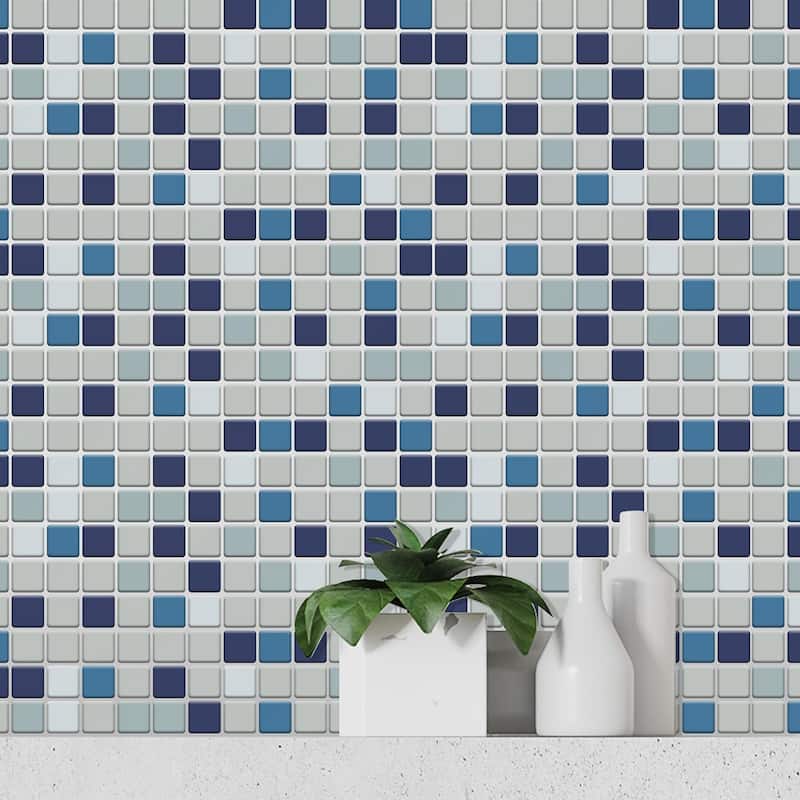 Walplus Small Square Mosaic Tile Sticker Kitchen Peel and Stick Backsplash Bathroom Decor