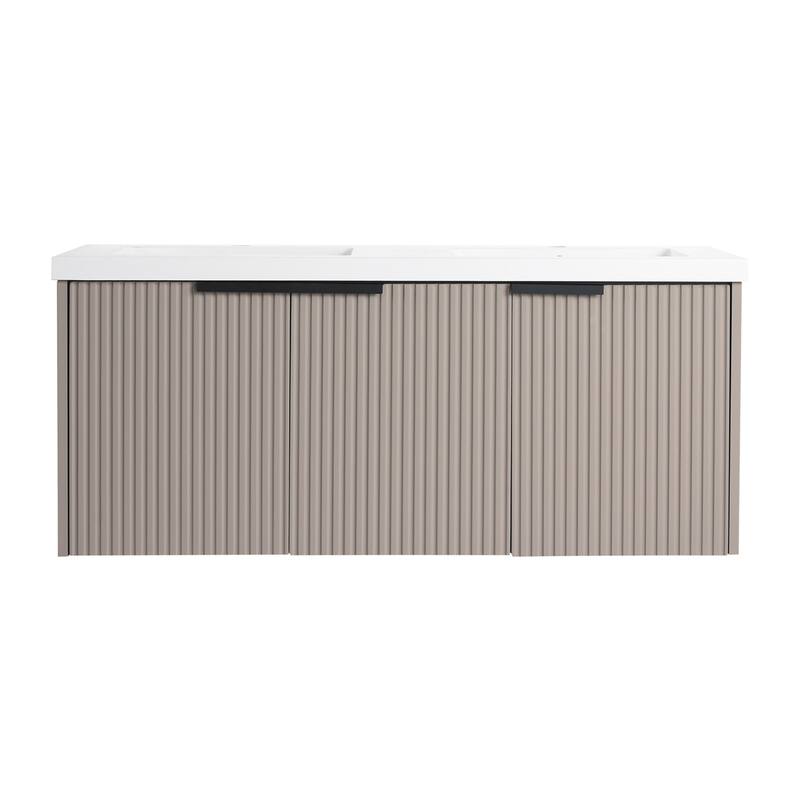 Wall Mounted Bathroom Vanity with Resin Sink - 48in - khaki