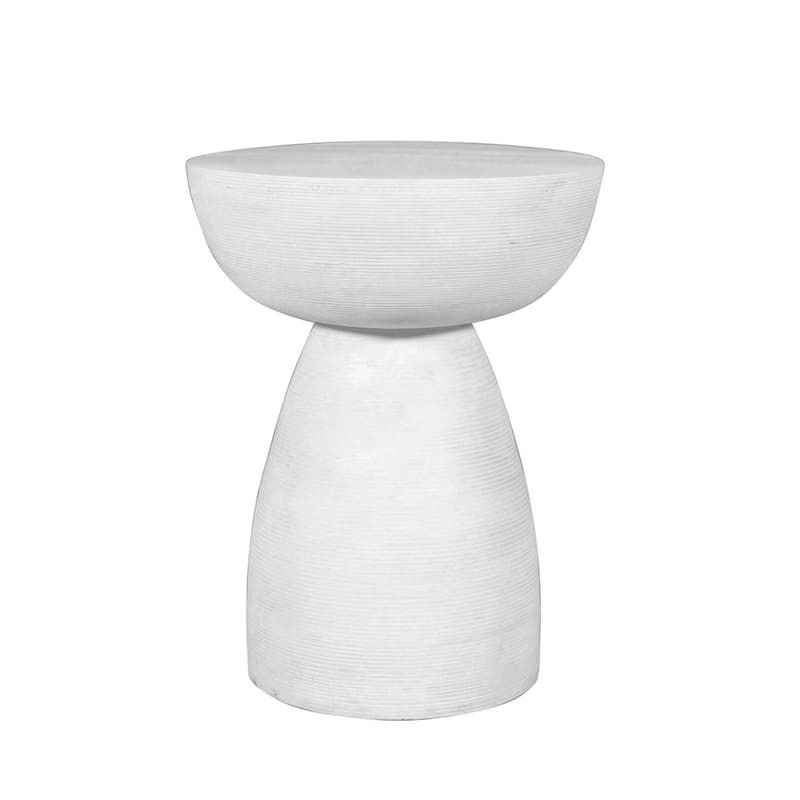 White Solid Wood Round End Table with Pedestal Base and Rustic Finish - 17” x 17” x 22” (D x W x H)