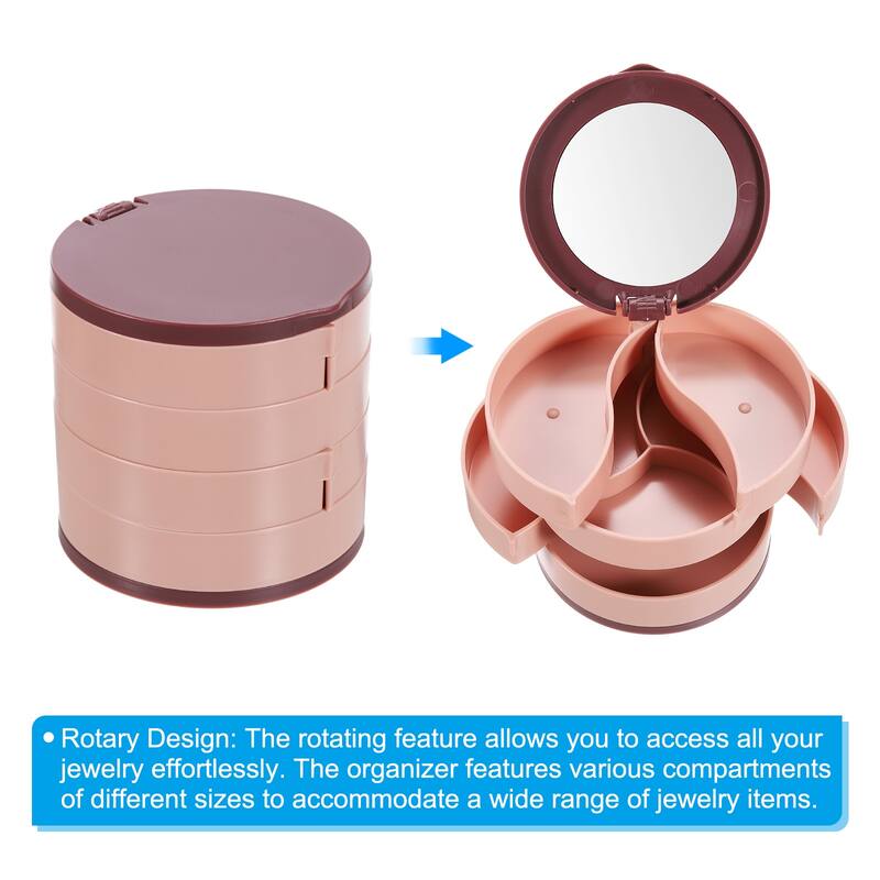 Rotating Jewelry Organizer, 4 Layer Jewelry Storage Box Mirror Style 1