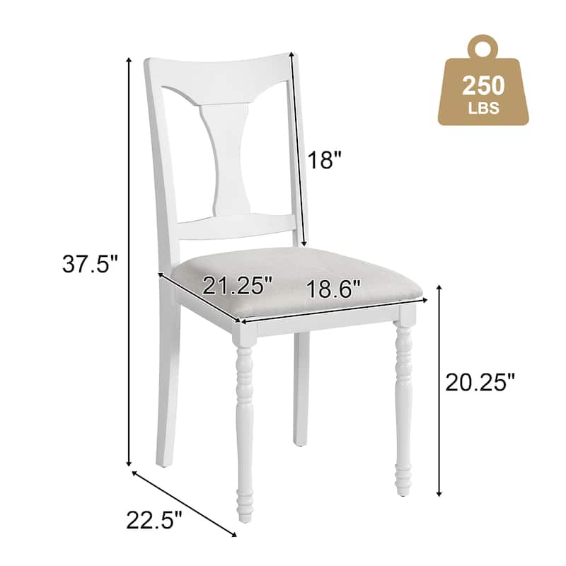 Farmhouse Linen Upholstered Dining Chairs Set of 6 with Solid Wood Legs