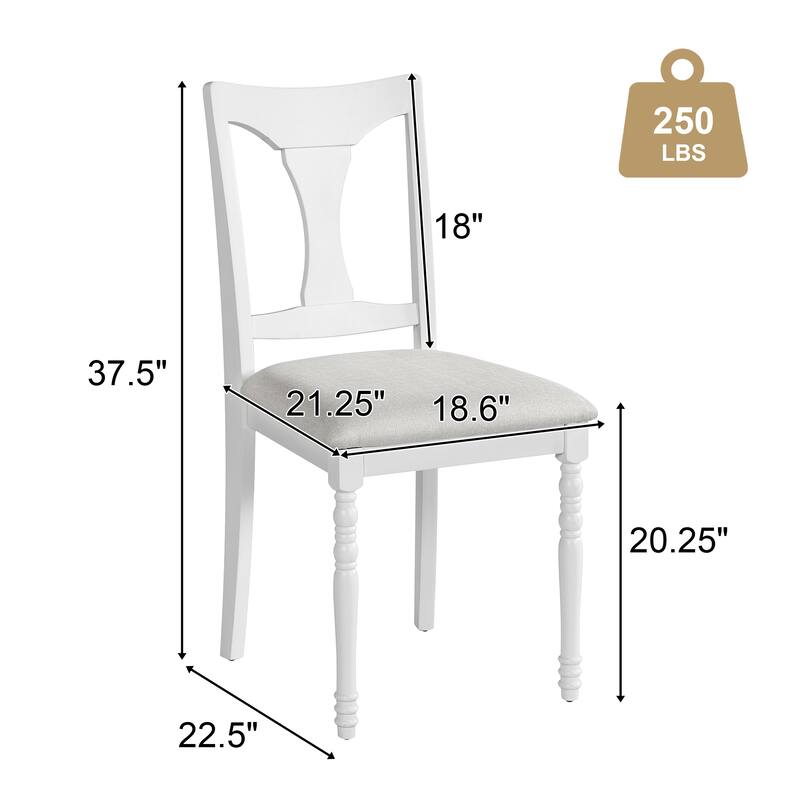 Upholstered Dining Chairs Set of 6, Farmhouse Armless Kitchen Chairs with Solid Wood Legs for Dining Room, Living Room