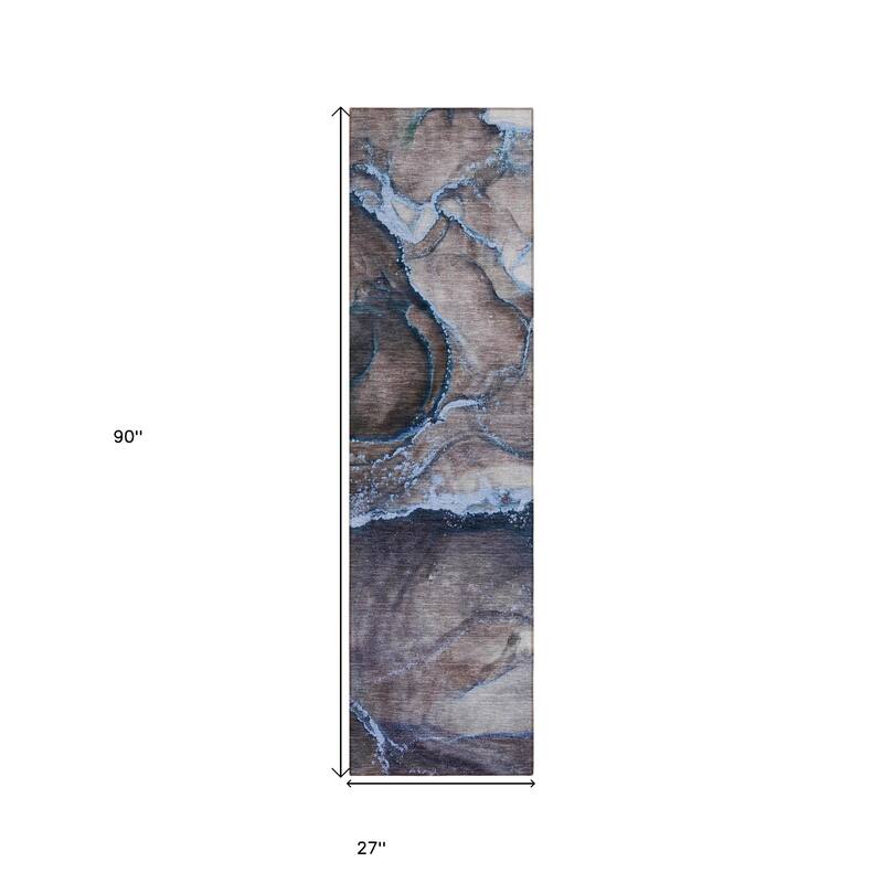 Fami Contemporary Abstract Weather Resistant Modern Chic Runner Outdoor Rug