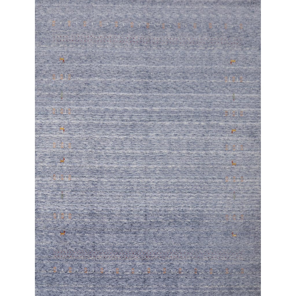 Hand Knotted Oriental 100% Wool Carpet Tribal Animal Pictorial Purples Gabbeh Area Rug - 8' 3'' X 7' 10''