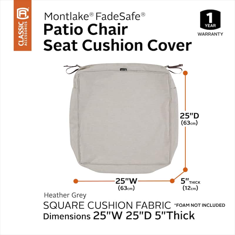 Montlake FadeSafe Square Patio Lounge Seat Cushion Slip Cover