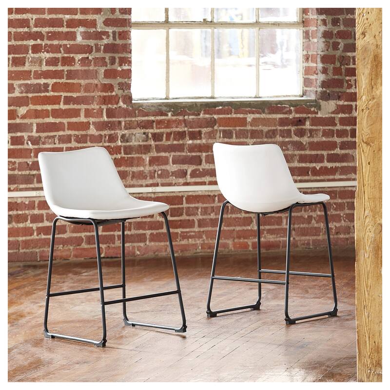 Signature Design by Ashley Centiar Counter Height Bar Stool (Set of 2) - White - Counter Height