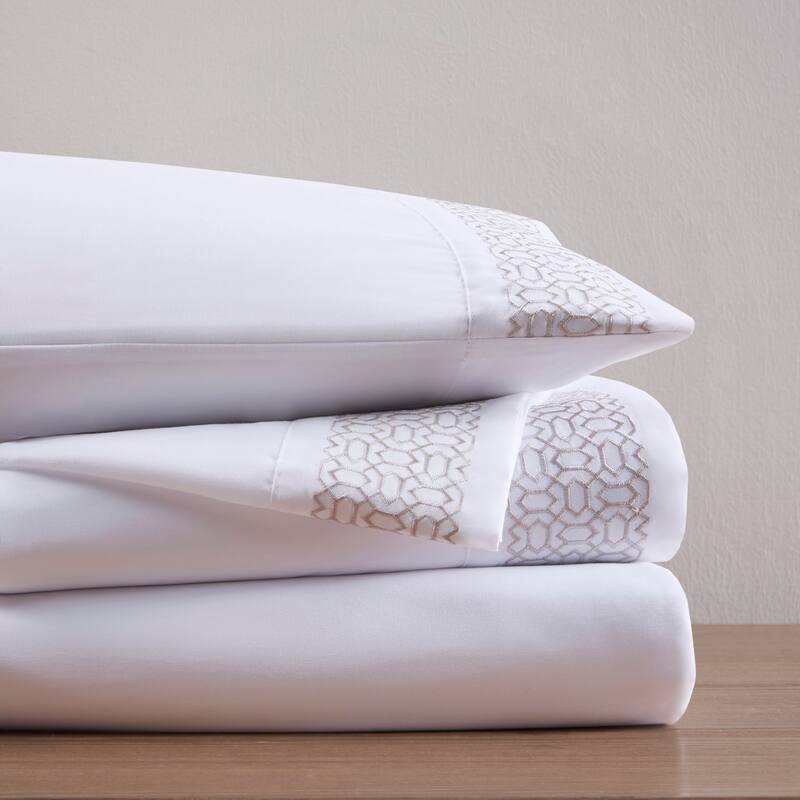 Madison Park Embroidered Microfiber 4 PC Sheet Set
