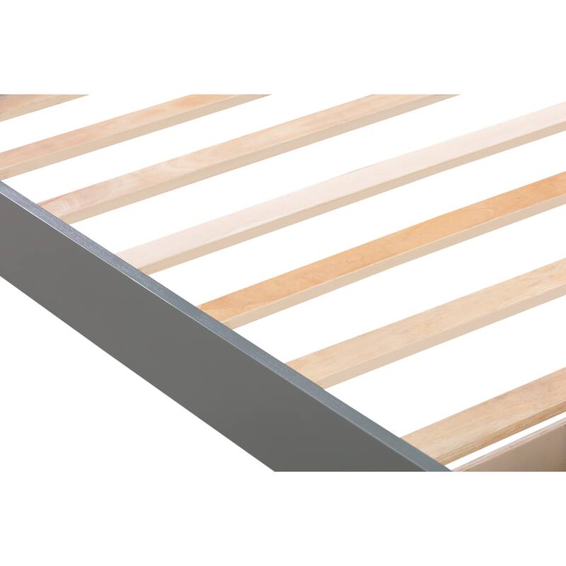 Twin Size Platform Bed with Storage Drawer and Slat Support - Classic Wood Frame
