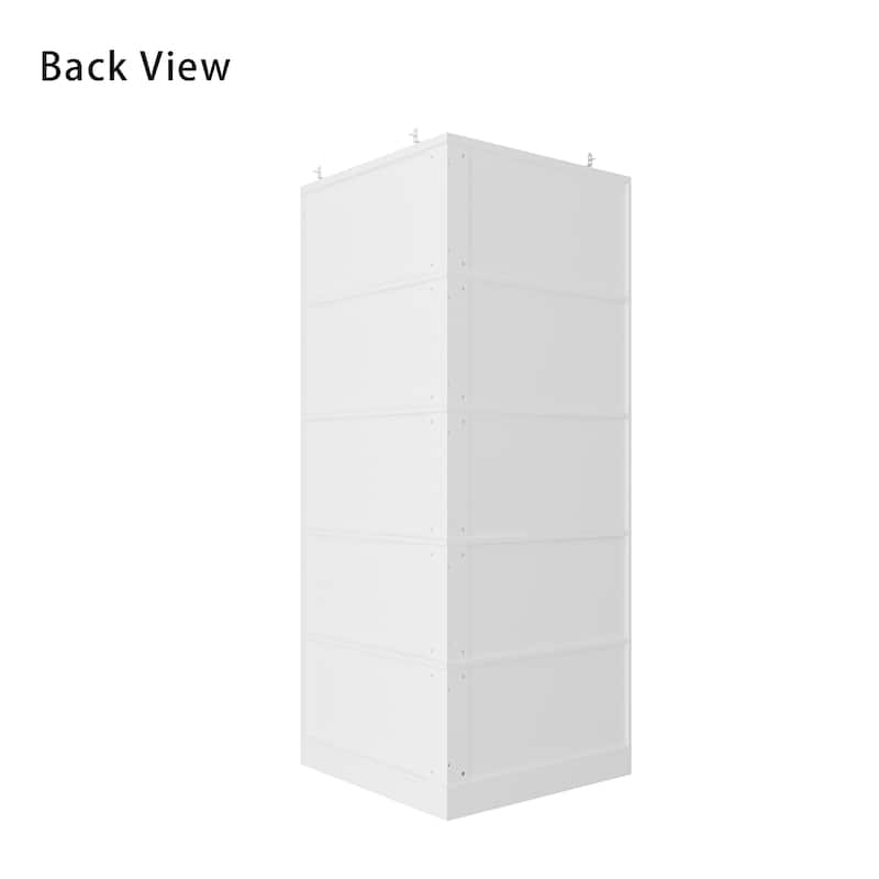 78.7"H Combo Buffet Sideboard White Curio Bookcase Cabinet Glass Door