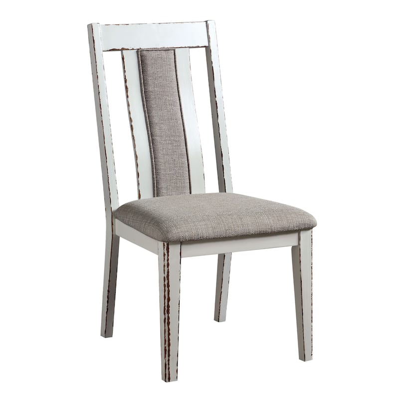 Abeje Rustic White Grey Fabric Side Chairs by Furniture of America (Set of 2)