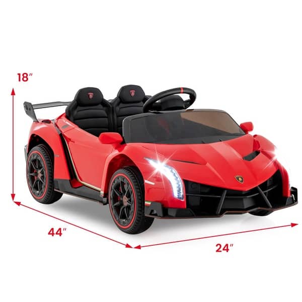 dimension image slide 1 of 4, 12V Licensed Lamborghini 4WD Kids Ride-on Sports Car with 2.4G Remote - 24" x 44" x 18" (W x D x H)