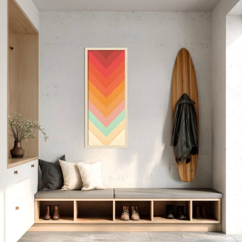 Amanti Art Framed Fabric Pinboard Rainbow Chevrons by Florent Bodart Printed Bulletin Board - Board Size 16 x 40