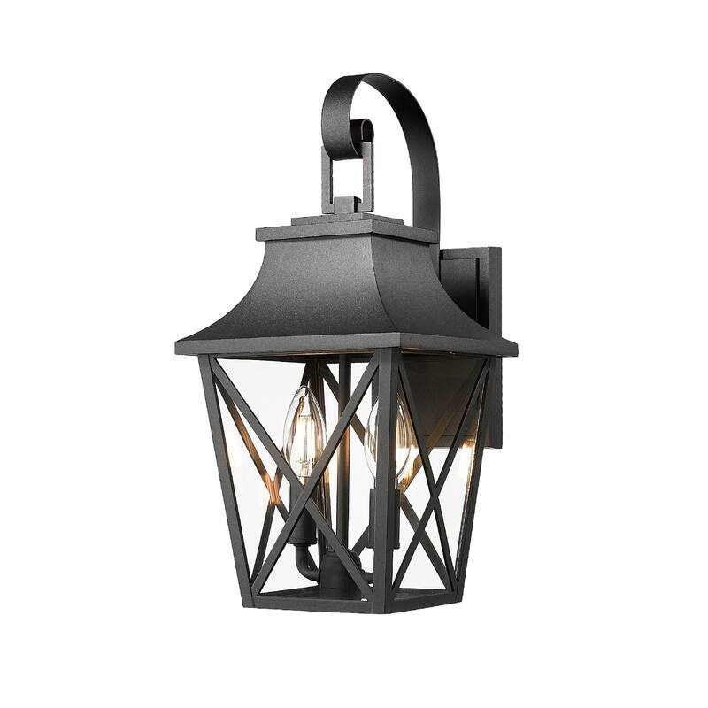 Anmytek Black Outdoor Wall Lantern Weatherproof Coastal Farmhouse Porch Light Clear Glass Exterior Lighting