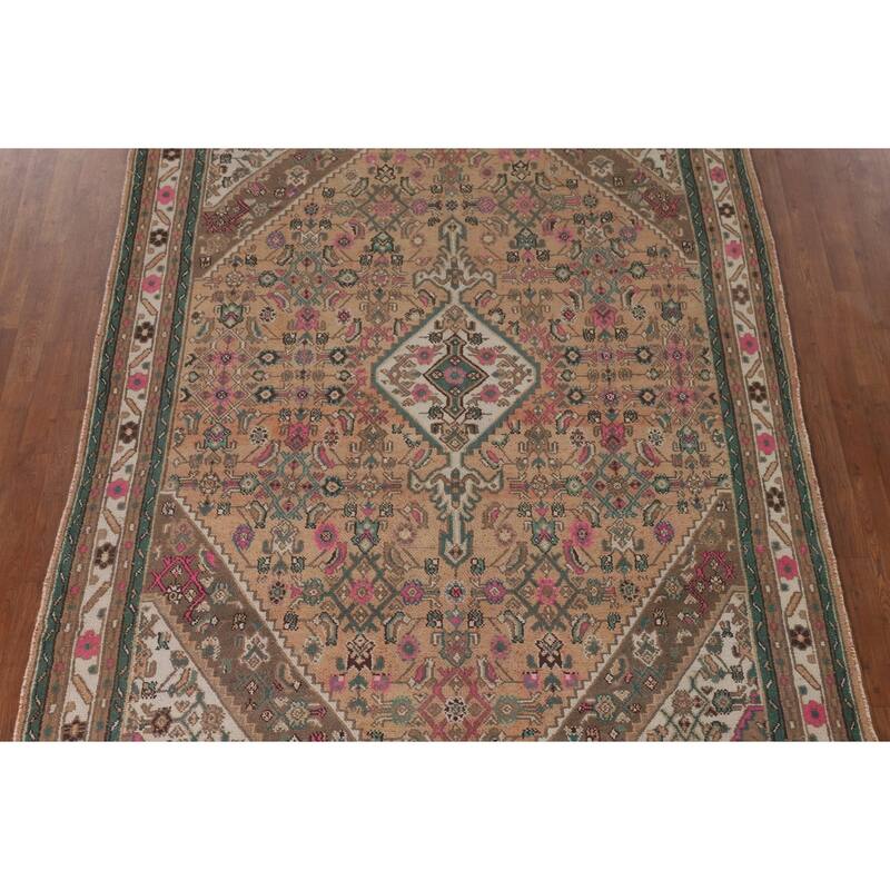 Geometric Hamedan Persian Vintage Area Rug Handmade Wool Carpet - 6'7"x 10'4"