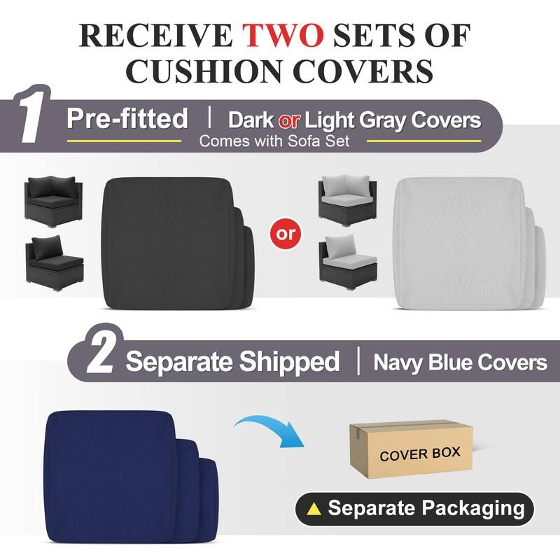 FINCATI 11 Pieces Patio Furniture Set Outdoor Sectional Sofa with Firepit Table