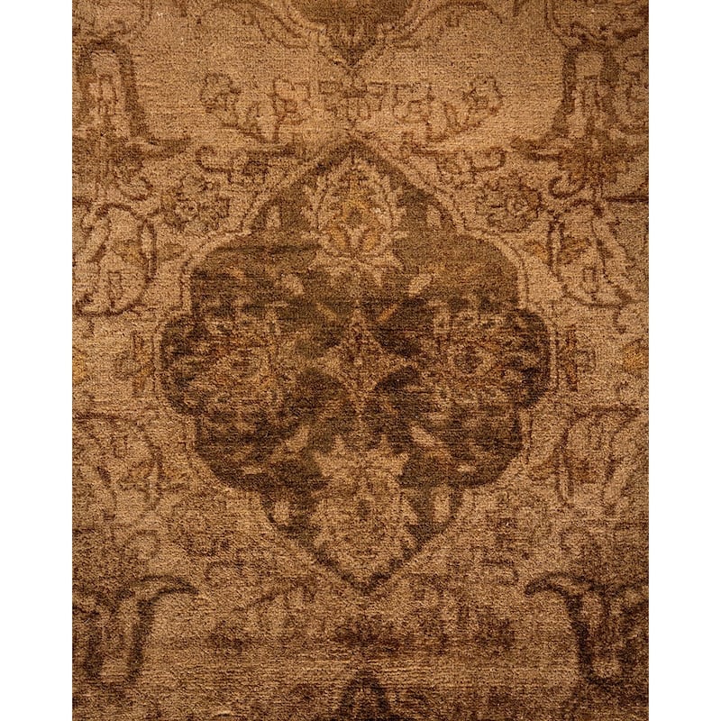 Overton Hand Knotted Wool Vintage Inspired Modern Contemporary Overdyed Brown Area Rug - 8' 1" x 10' 2"