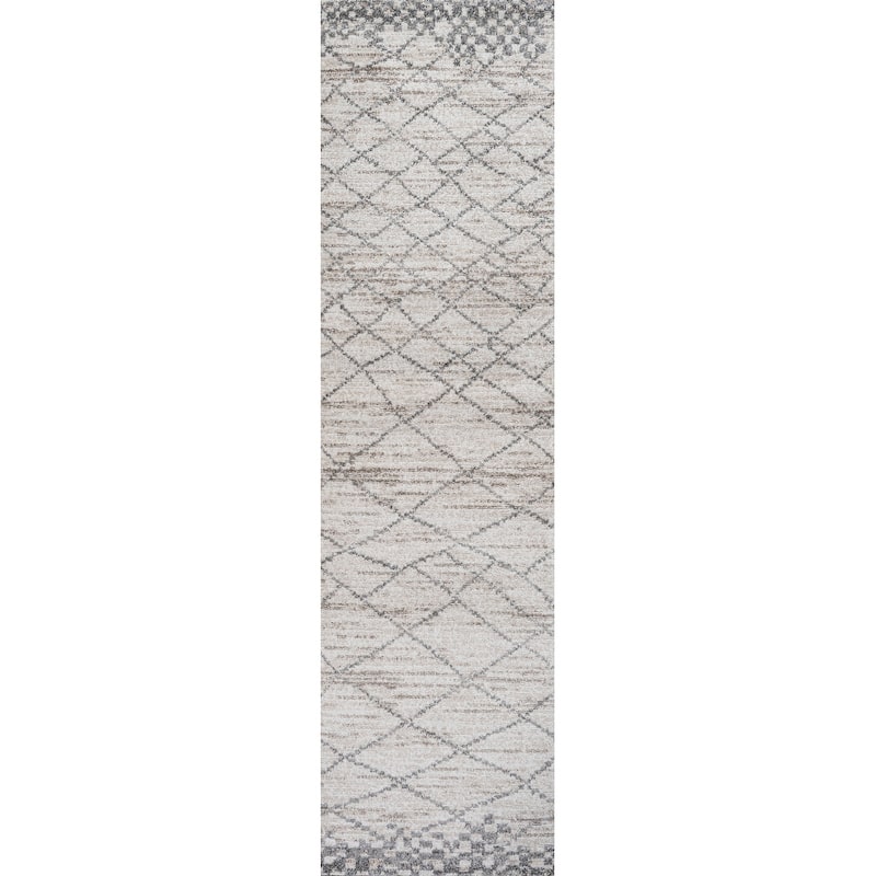 JONATHAN Y Ifrane Moroccan Modern Diamond Area Rug - 2 X 10 - Light Gray