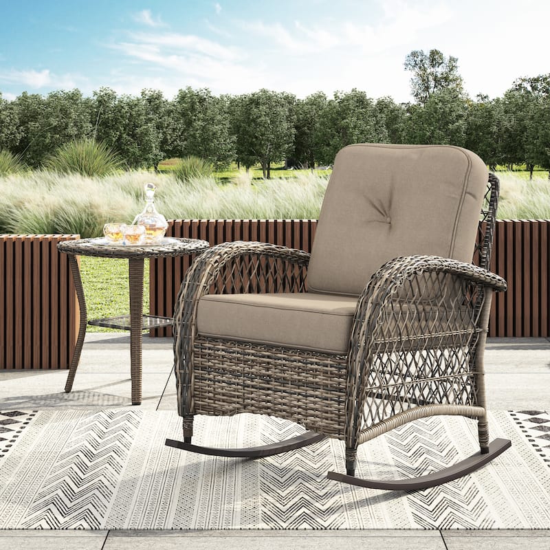Corvus Salerno Outdoor Handwoven Resin Wicker Rocking Chair