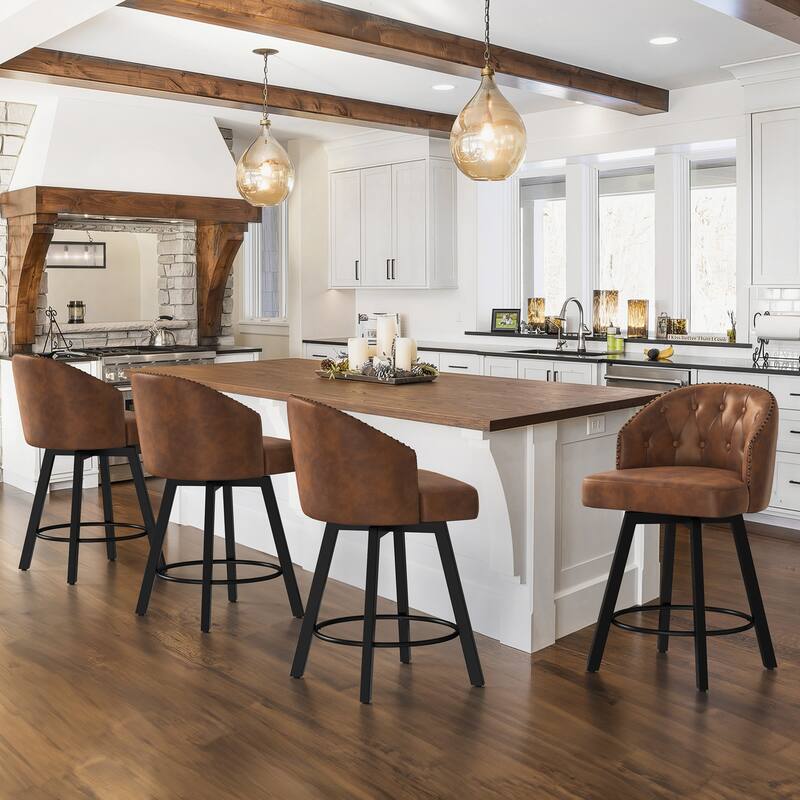 26" Counter Height Bar Stools, Swivel Counter Stools With Backs - 26" H