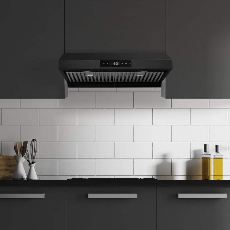 Hauslane PS18 Under Cabinet Range Hood, LED, Baffle Filters, 3-Way Venting, Available in Different Colors