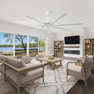 Ceiling Fan Modern 100" Industrial 7-Blade White Metal