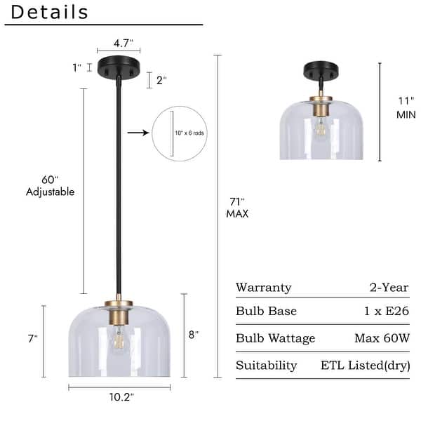 dimension image slide 1 of 3, Modern Black Gold Pendant Clear Glass Kitchen Island Light Bowl-Shape Shade for Dining Room
