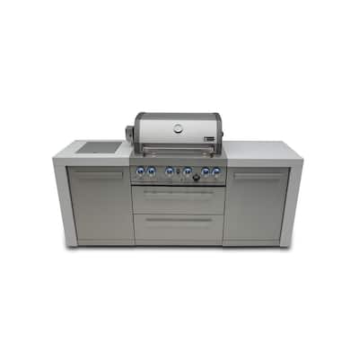 Mont Alpi MAi400-D 32-inch 4-Burner 78000 BTU Stainless Steel Modular Outdoor Kitchen Island BBQ Gas Grill + 2 Infrared Burners