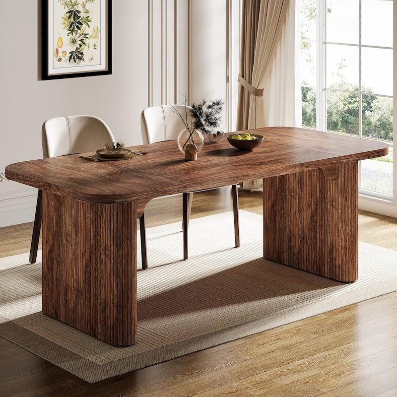 62-Inch Wood Dining Table for 4-6 People Modern Rectangular Kitchen Table for Dining Room Living Room