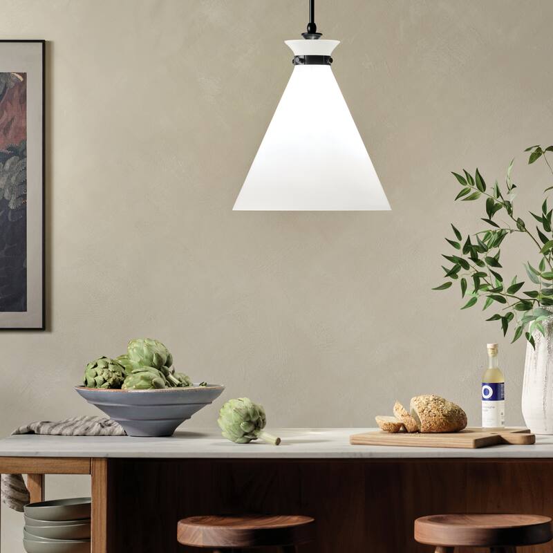 Kichler Lighting Laria 16 Inch 1 Light Pendant with Opal Glass in Black