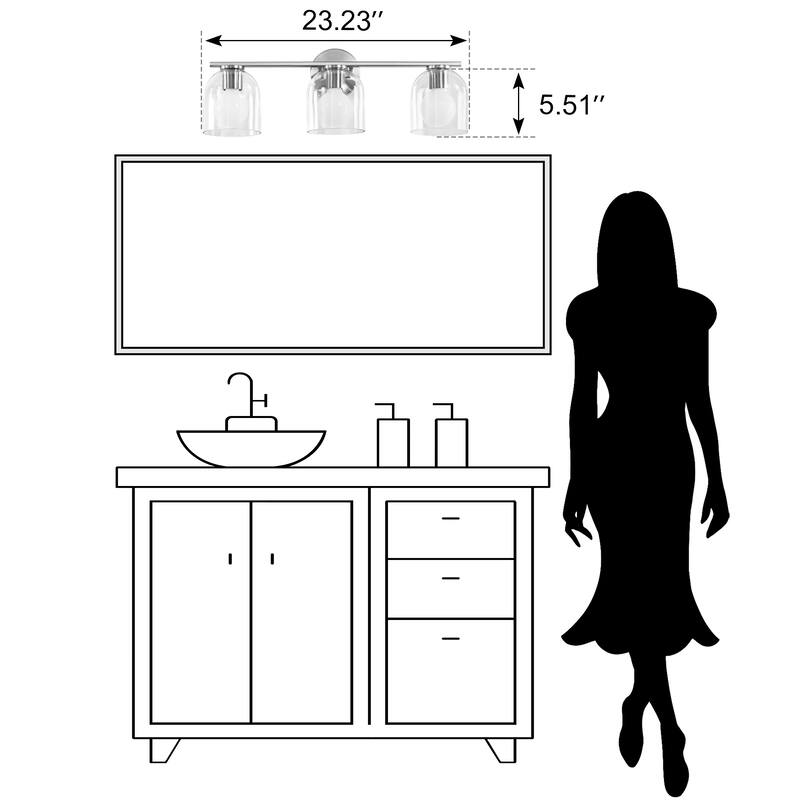 2/3/4-Light Dimmable Bathroom Vanity Light with Glass Shade - Matte Black