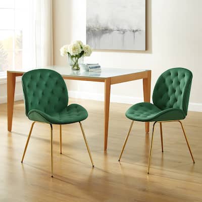 Art Leon Velvet Tufted Upholstered Dining Chairs (Set of 2)