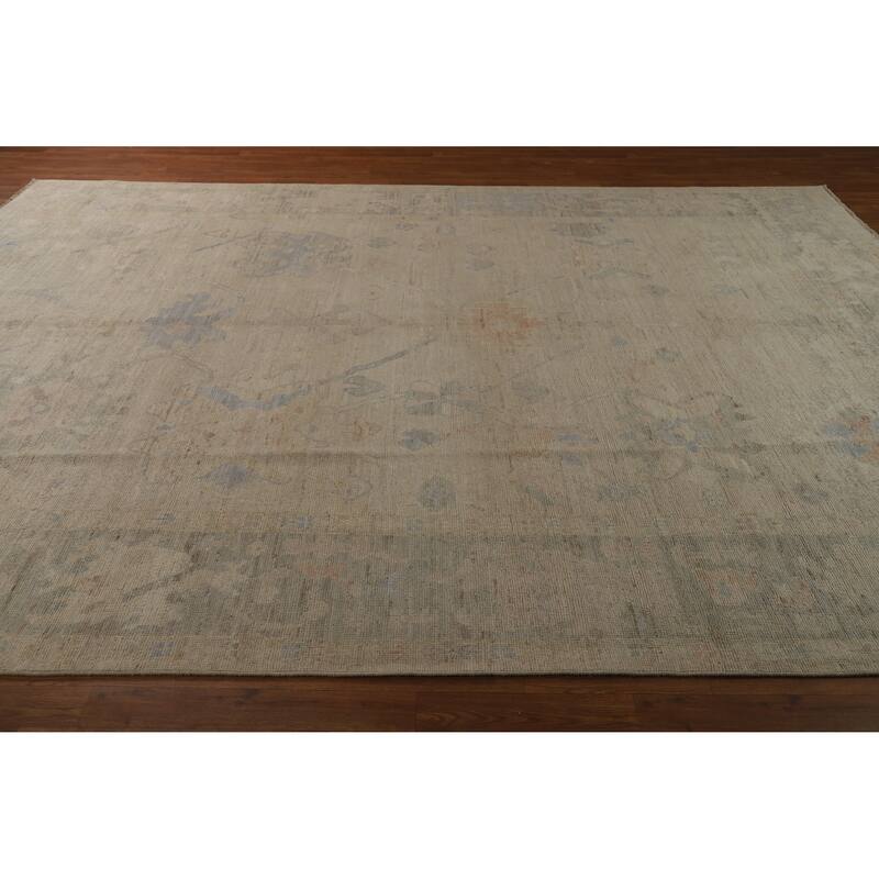 Floral Vegetable Dye Oushak Turkish Ug Handmade Wool Carpet - 8'10"x 12'0"