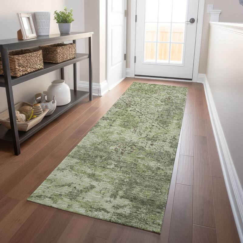 Premium Washable Super Soft Vintage Trellis Mayfield Rug - Aloe - 2' 3" x 7' 6" - Runner