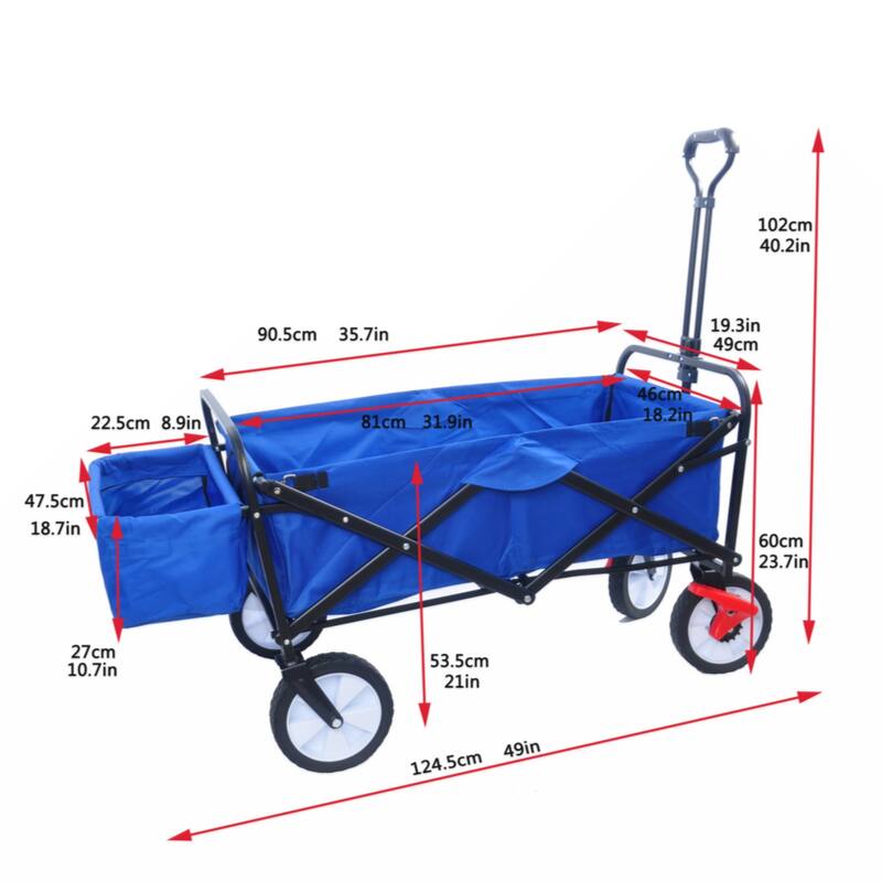 Folding Wagon Garden Shopping Beach Cart (Blue colour)