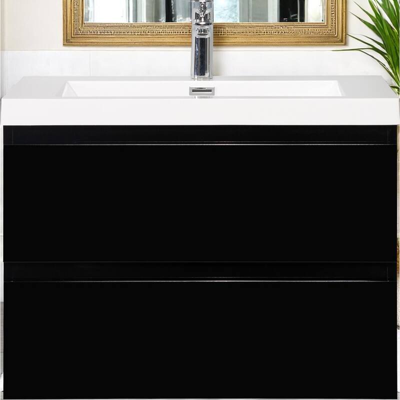 30" Wall-Mounted Bathroom Vanity with Resin Sink - Floating Bathroom Cabinet with Soft-Close Hinges,Floating Vanity Cabinet