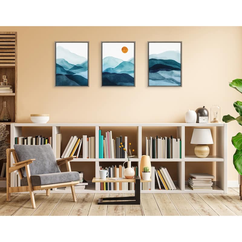 Kate and Laurel Sylvie Mountain Range Framed Canvas by Amy Lighthall