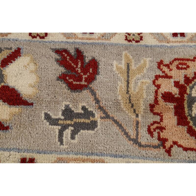Gray Oushak Indian Rug Hand-Knotted Transitional Wool Carpet - 8'1"x 9'10"
