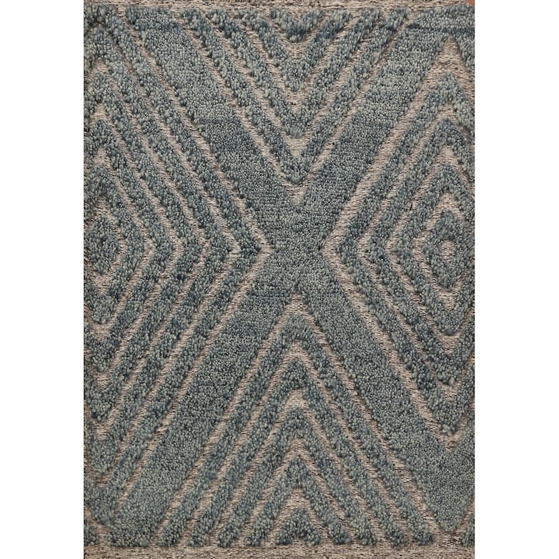 Geometric Moroccan Modern Foyer Rug Hand-Knotted Wool Carpet - 2'0"x 3'0"