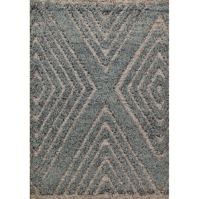 Geometric Moroccan Modern Foyer Rug Hand-Knotted Wool Carpet - 2'0"x 3'0"